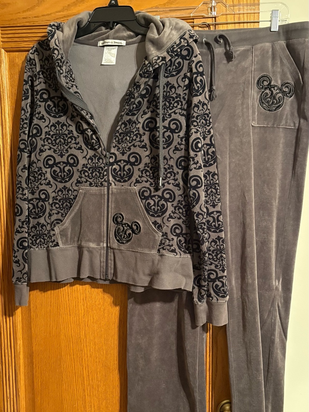 Walt Disney World Women's Gray Velour Hoodie & Pants Set